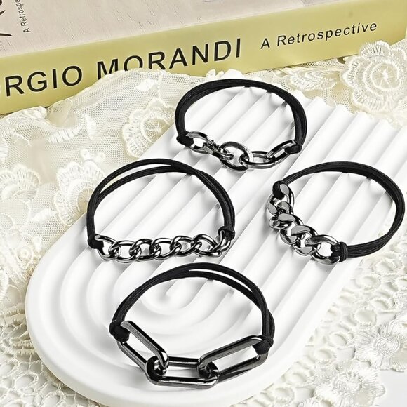 4-Pack Silver Tone Hair Ties - Picture 4 of 4
